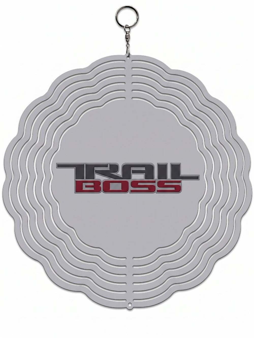 10" Chevy Trail Boss Kinetic Wind Spinner - Silver Metal Hanging Yard Decor